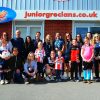 Female supporters and players outside Exeter City's Junior Grecians Zone