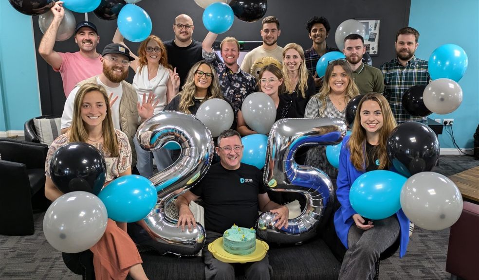 Office team celebrating 25 years