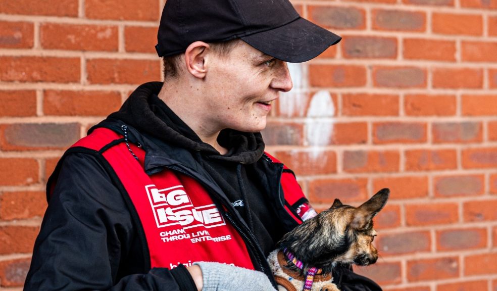 Homeless man with dog