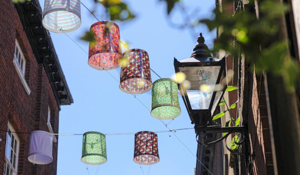 Gandy Street glows with lampshade lighting installation