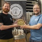 L to r Andy Jenkins of Ganley & Naish, previous winners and Barny Butterfield, founder of Sandford Orchards and the Breakthrough Cider Maker Awards