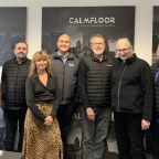  Jason Buck and Sally Basker of Exeter Science Park are pictured with members of the Calmfloor team 