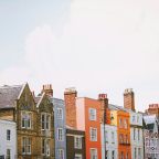 Low angle view of residential buildings against sky