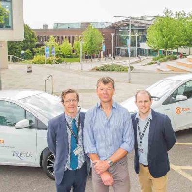 L-R: Andy Seaman (Energy Manager, University of Exeter), Mark Hodgson (MD, Co Cars) and Joel Smith (Sustainability Officer, University of Exeter).