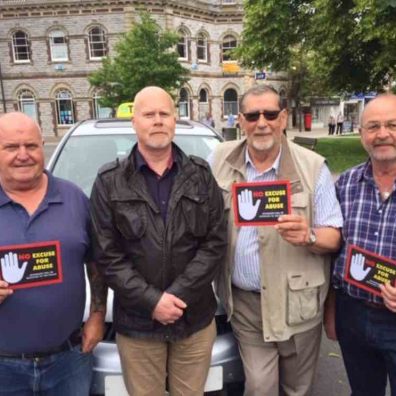 Left to right, Mr AJ Hill (taxi driver), East Devon District Councillor Paul Jarvis, George Shorters (taxi driver) and Charlie Stone (taxi driver)