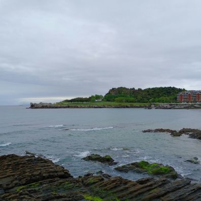view of the coast in Castro Urdiales while walking the Camino del Norte.